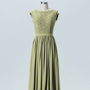 Floor length green bridesmaid dress